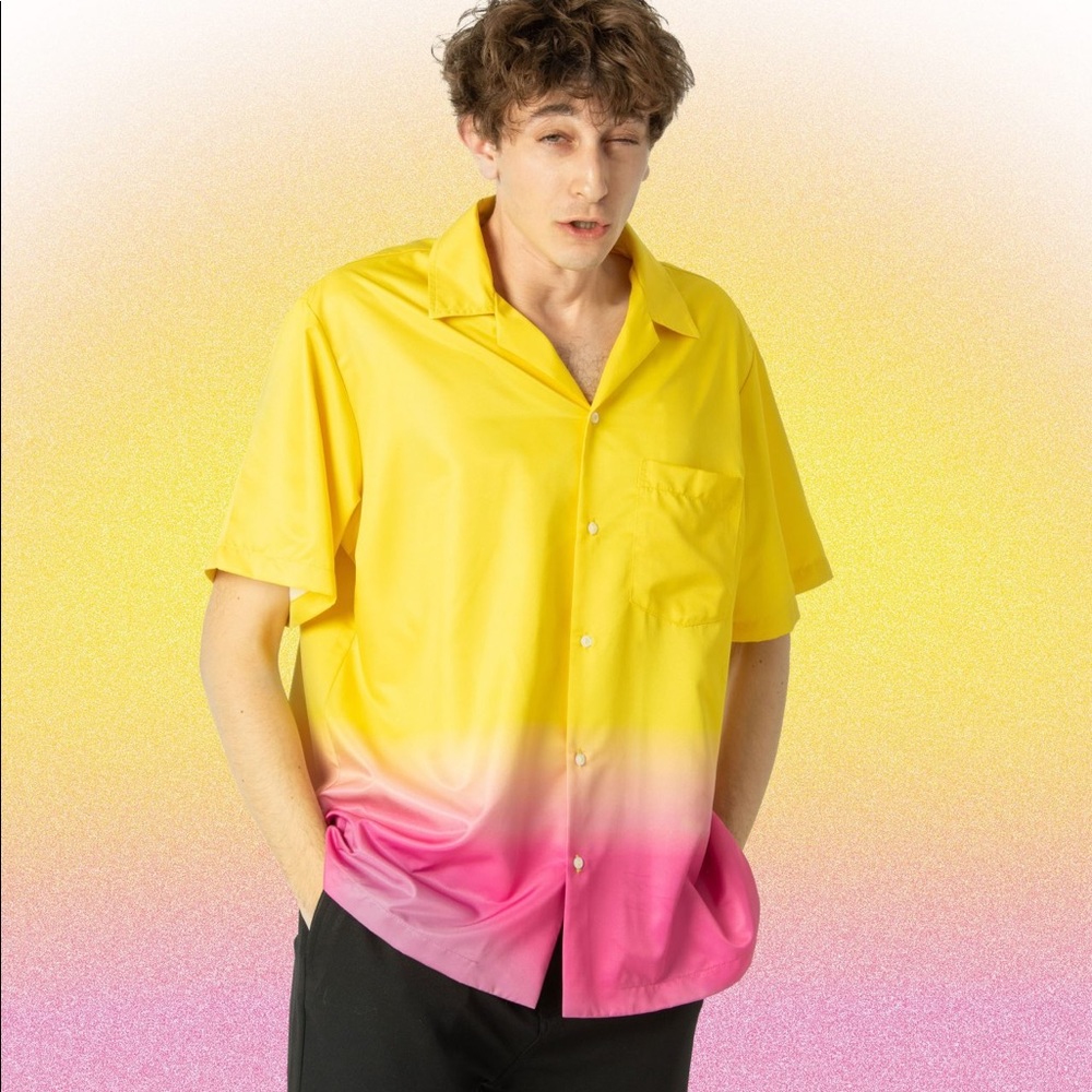 FLAN X WARHEADS Candy dip-dyed Shirt Men’s Size Medium button Front Bright Color